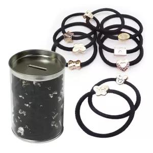 골드메달 헤어밴드 검정60P 깡통악세서리 고무줄/헤어끈/머리끈/헤어/밴드/여자/예쁜/대용량/타이/여아