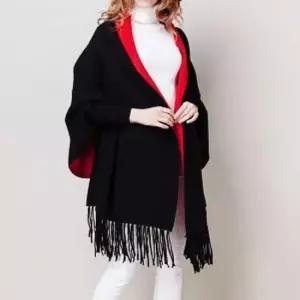 블랙레드 가디건 숄 망토 머플러 니트 믹스 숄망토 망토숄 숄가디건 가디건숄 니트가디건