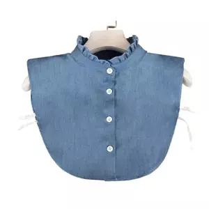 데님 블루 넥프릴 페이크 카라 데님 셔츠 페이크 카라 데님카라 데님셔츠 데님페이크카라