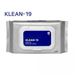 KLEAN19 살균 소독 물티슈 고함량 에탄올75% 찌든때 청소용 99.9% 항균 캡형 60매