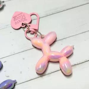 풍선 강아지 키링 가방고리 키홀더 핑크