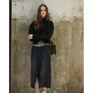 [에고이스트](강남점)[BLUE LABEL] 투톤 배색 프린지 절개 스커트 (ER3ODS03)