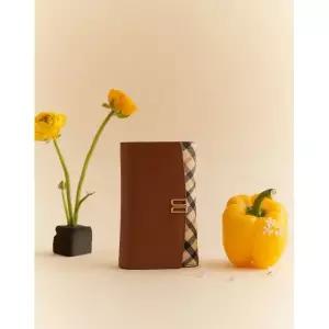 [롯데백화점]닥스 액세서리 [선물포장/쇼핑백동봉] [VICTORIA] 브라운 체크배색 DD로고 3단 중지갑 DCWA5F4