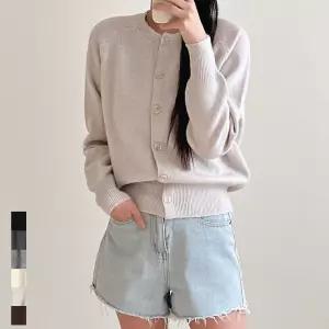 여성 니트 가디건 루즈핏 라운드넥 부드러운 봄가을 데일리룩 빅사이즈 블랙 차콜 화이트 베이지 브라운