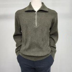 [파렌하이트]솔리드 하프집업 니트 카키_U05FL