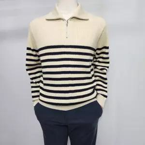 [파렌하이트]솔리드 하프집업 체크 니트 베이지_U06FL