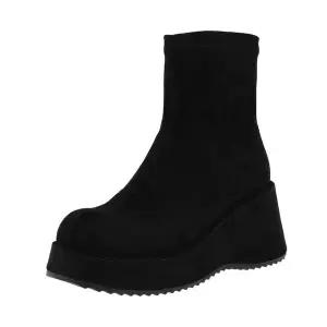 갤러리아 고세 여성 통굽 가보시 스판삭스 앵클부츠 OZA5F054 블랙 7CM