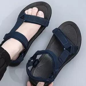 남자 여름 데일리 검정 스트랩 샌들 편한 일상 룩-WFA8096