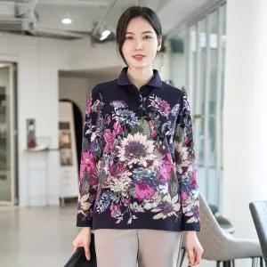 [모슬린]엄마옷 플라워 겉기모 카라 티셔츠 515FGH771 마담중년여성빅사이즈50대60대