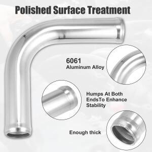 XAutohaux OD 25mm 38mm 102mm 알루미늄 합금 튜브 90 180 학위 인터쿨러 파이프 벤드 엘보 공기 흡입
