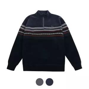 [파파브로] 남성 겨울 노르딕 패턴 반집업 니트 DO-KN-303,4