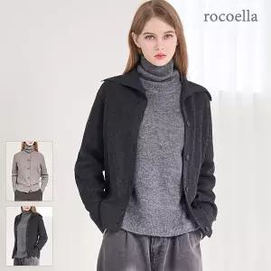 [로코엘라] 리버티 울 블렌드 하이넥 니트 가디건
