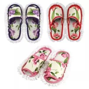 극세사 청소 슬리퍼 보풀 제거용 청소용 거실실내화 발걸레 꽃무늬 거실화 청소실내화