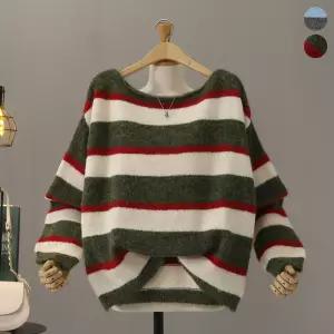 [모노시크] 페어시 울 보트넥 단가라 니트_MNKT240