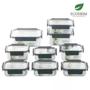 [에코하임]밀폐용기 데일리 9종(그린/화이트)