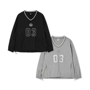 [라이프워크]긴팔티 CQK LW251MT773 나일론 스판 브이넥 넘버 티셔츠