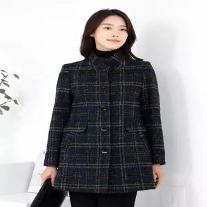 [모슬린]엄마옷 울 체크 차이나 누빔 반코트 516FGH147 마담중년여성빅사이즈50대60대