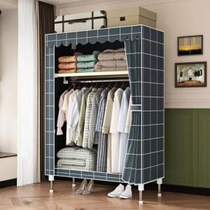 두꺼운 강철 프레임과 천 옷장 침실 휴대용 임대 주최자 있는 커버가 간단한 보관 및 현대적이고 위한