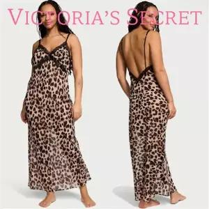 갤러리아 [빅토리아시크릿 슬립]SALE 인기 쉬폰 롱슬립 레오파드 롱드레스