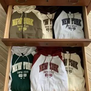 핫핑 [6컬러/꾸안꾸] 뉴욕 오버핏 레터링 배색나그랑 투웨이 후드집업