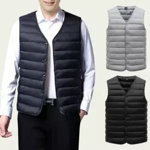 [_의류]브이넥 보온 겨울 베스트 남자 보온 누빔