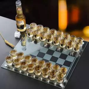 체스 35x35cm 크리스탈 술잔 보드게임 술내기 술게임 투명 체스판