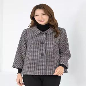 [모슬린]엄마옷 울모직 카라 체크 정장 망토자켓 511FGH004 마담중년여성빅사이즈50대60대