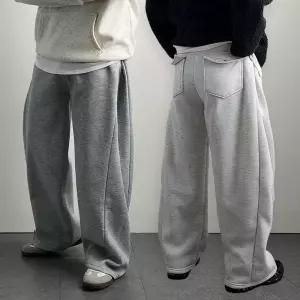 리얼타임 특기모 사이드핀턱 플랩포켓 커브드팬츠/ 옆트임 기모 와이드 벌룬 트레이닝 팬츠 남자통바지 통큰 통넓은 스? 스웨트 겨울 [4c]