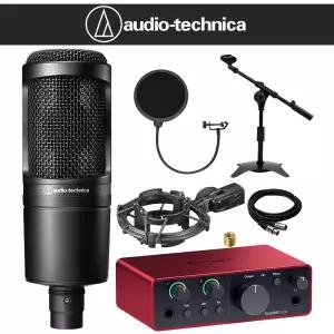  오디오테크니카 AT2020 콘덴서마이크 포커스라이트 스칼렛솔로 4세대 쇼크마운트 탁상용T자 스탠드 