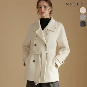 여성 벨티드 더블 하프 울코트