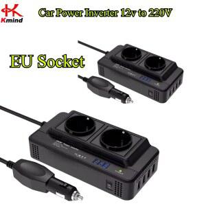 KMIND 200W 차량용 전원 인버터 DC 12V to AC 220V EU 소켓 4 USB 포트 피크 400W 자동 변환 충전기 시거잭 어댑터