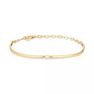 [모룬] 14K 3mm 플랫 솔리테어 하프 뱅글 팔찌 MOB42249