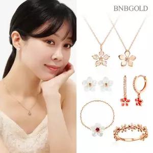 [비앤비골드] 14K 블루메 자수정 제비꽃 자개 체인 반지 MNR41030