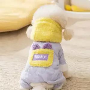 강아지 겨울 하네스 올인원 패딩 털안감 누빔 산책룩 D링 방한복 WI117DG