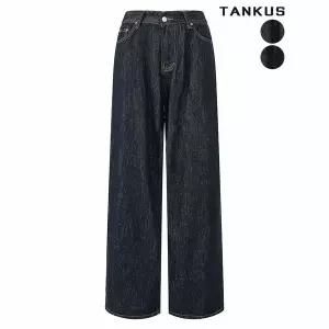 [하프클럽/탱커스]여성 버클 레드 스티치 생지 데님 팬츠