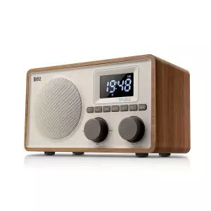 브리츠 BZ-V1 레트로 감성 블루투스 스피커 라디오 알람 시계 인테리어스피커 올인원 휴대용 캠핑