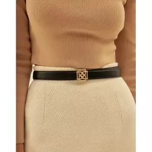 [롯데백화점]닥스 액세서리 [선물포장][4D] 블랙 4D 골드 버클 후크 소가죽 여성벨트 DBBE6E778