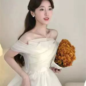 미니웨딩드레스 탑 쉬폰 화이트 웨딩드레스 2부 셀프