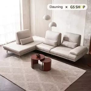 [룸스프레이증정][다우닝] 플라나 4인 오픈코너 스윙 전체 통가죽 소파+스툴