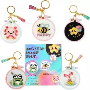 용 귀여운 생물 자수 키트. 초보자를 위한 스탬프 크로스 스티치 바늘 포인트. 8-12세 소녀용 공예품. 쉬운