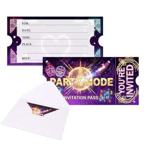 틴틴위고 20개 스 테마 생일 초대장 장식 흰색 봉투가 있는 파티 퍼플을 위한 영화