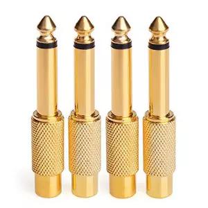 후방카메라배선 RCA 케이블 4 팩 금도금 RCA-1/4 어댑터 암-6.35mm 1/4 인치 남성 모노 TS 상호 연결 오디