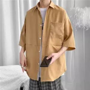 체크셔츠 남자남방 루즈 캐쥬얼 솔리드 남자 단가라 (WFJ425E)