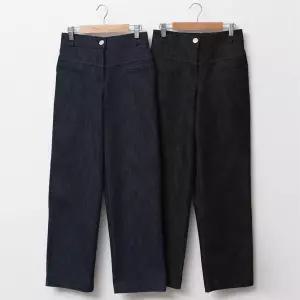 여자 빅사이즈 가을팬츠 논페이드 뒷밴딩 일자 청바지