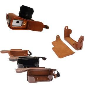 [호환품]후지 필름 XE1 XE2 용 고 PU 가죽 카메라 가방 스크린 커버 + 손목 스트랩 하프 바디 파우치