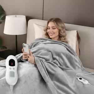 요사미오 온열 담요 전기 던지기 60 x84 8파운드 두께의 플란넬 6가지 열 수준 및 9시간 자동 꺼짐 소파
