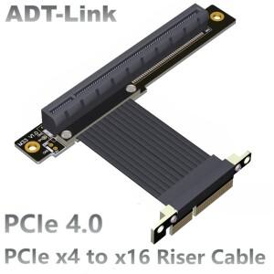 그래픽 카드 익스텐션 PCI-E 4.0x4 to x16 라이저 점퍼 케이블 캡처 RAID SSD 기가비트 LAN USB 90 ° 180