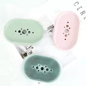 세면대비누받침 실리콘 물빠짐 받침대 홀더 핑크 (WFJPVWT)