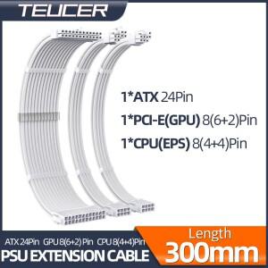 Teucer PSU 익스텐션 케이블 마더보드 ATX 24 핀 GPU PCI-E 6 + 2 8 CPU EPS 4 3in1 키트 콤 포함 전원 코