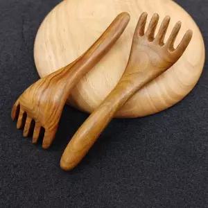 대나무 비접착 마사지 묶음 나무 빗 샐러드 자연